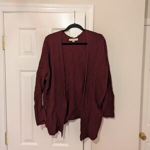 LOFT Deep Red Open Cardigan